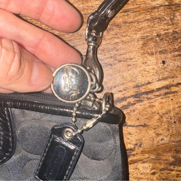 Coach Black Signature Wristlet Clutch with Leather Trim hang tags attached - Picture 11 of 16